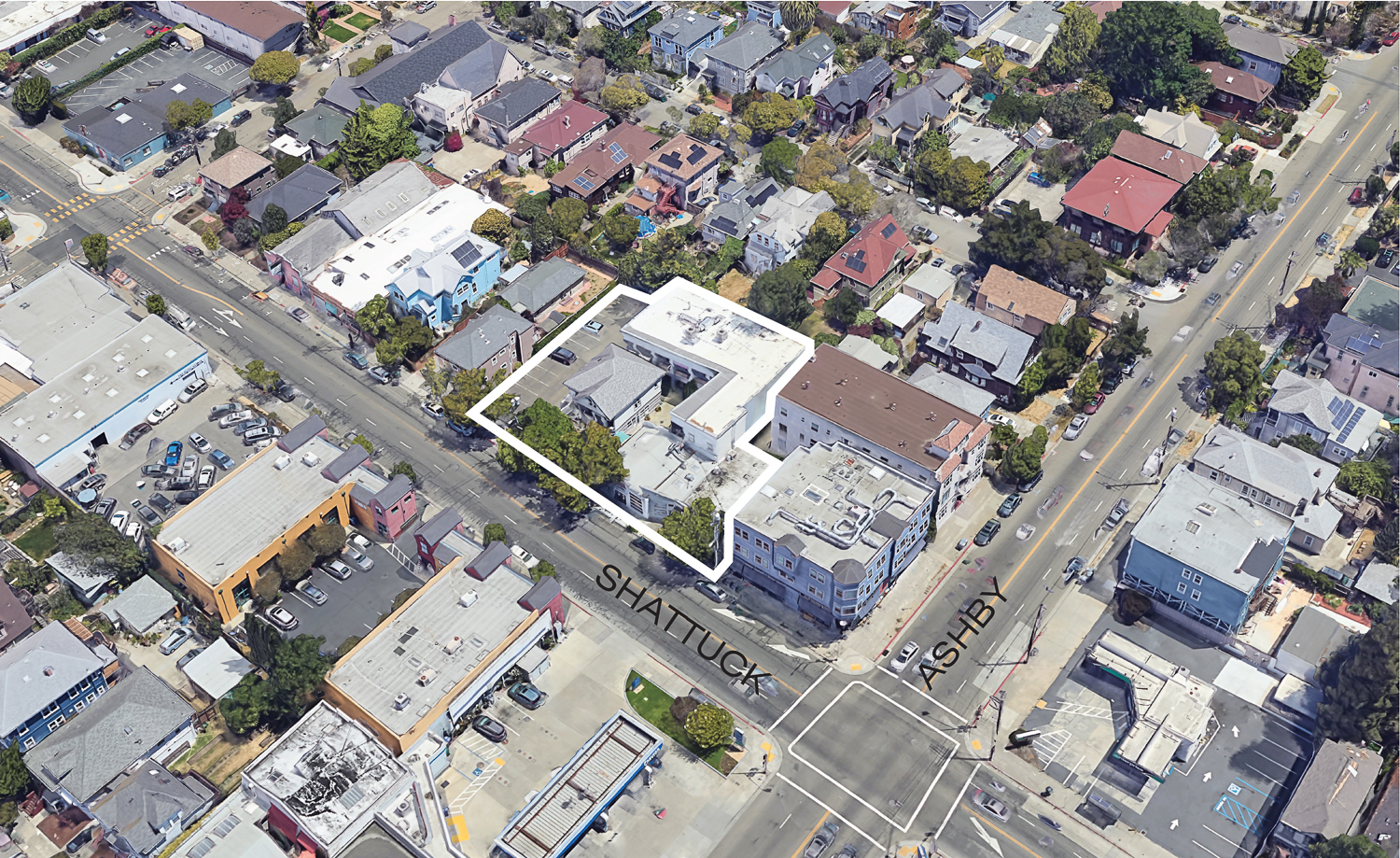 2955 Shattuck Avenue property, image from Google Maps outlined Studio KDA