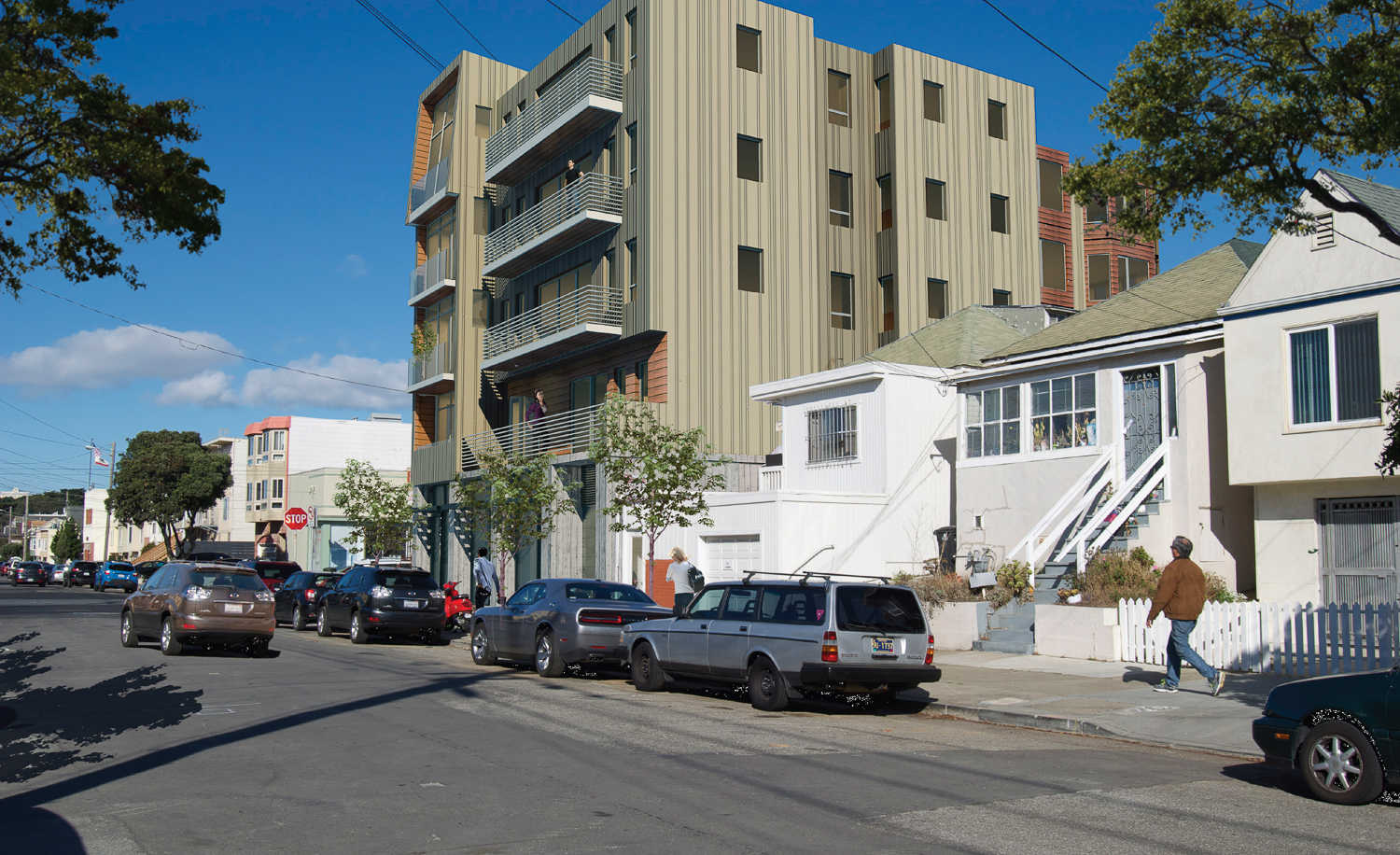 3945 Judah Street view from along 45th Avenue, rendering by Leavitt Architecture