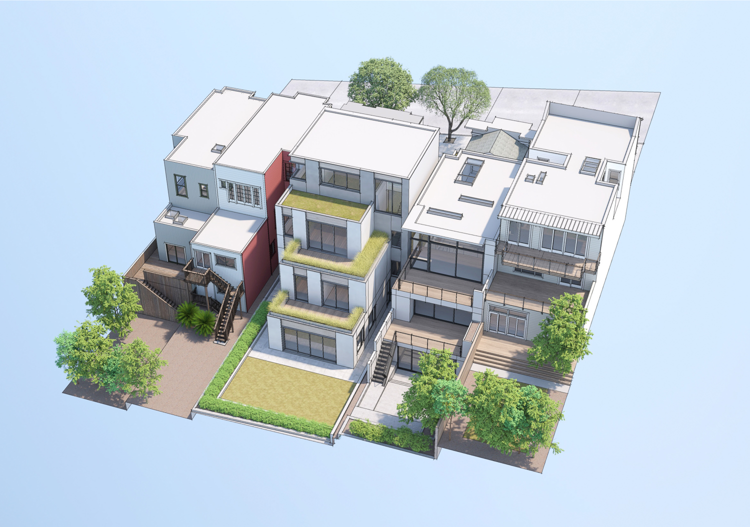 4250 26th Street aerial view, rendering by Edmonds + Lee Architects