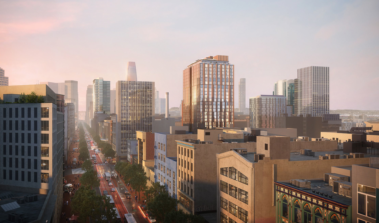 469 Stevenson Street aerial view, rendering by Solomon Cordwell Buenz