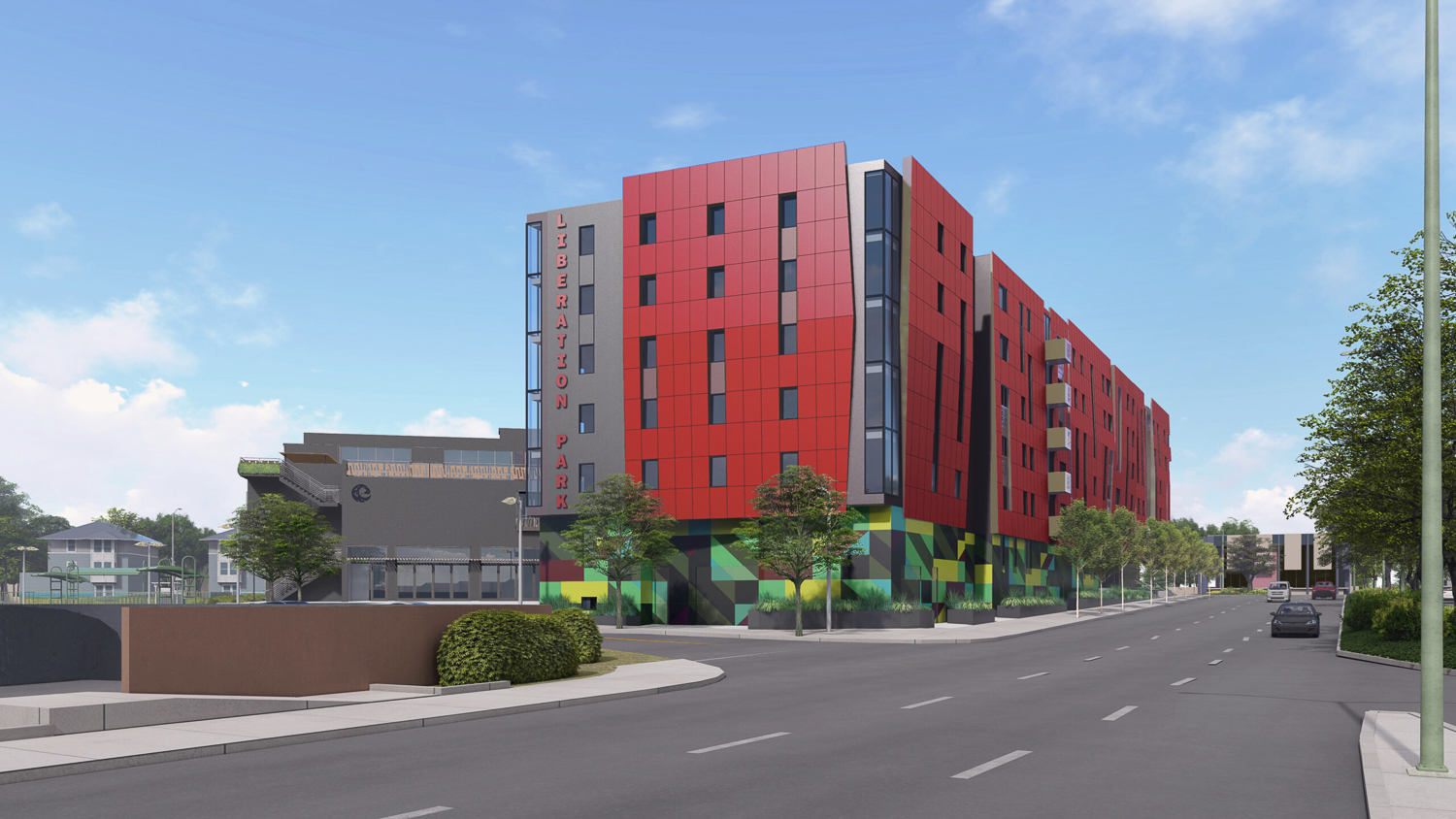 Liberation Park Affordable Housing project, rendering by Y.A. Studio