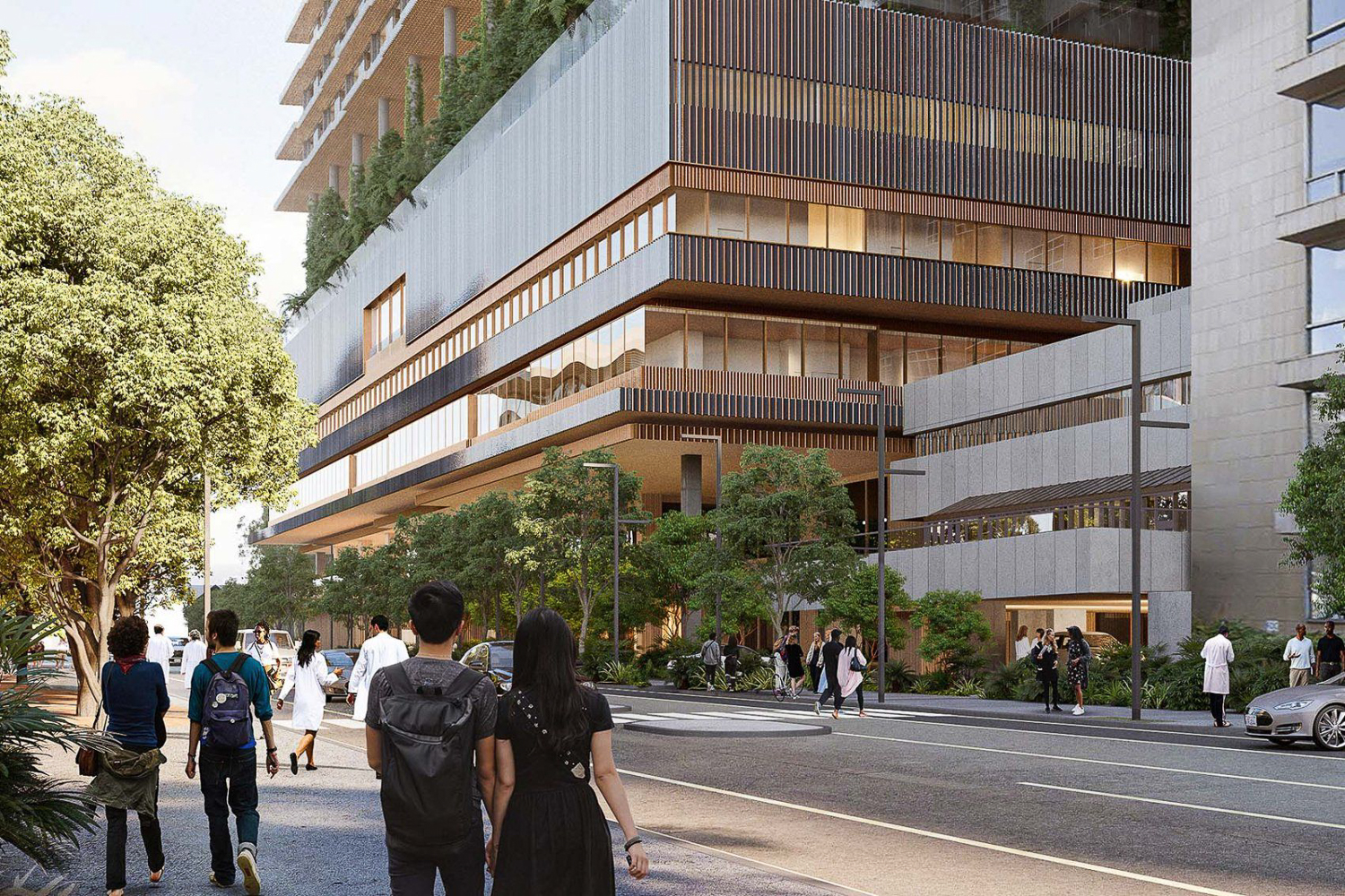 New Hospital Parnassus Heights street view, rendering by Herzog & de Meuron