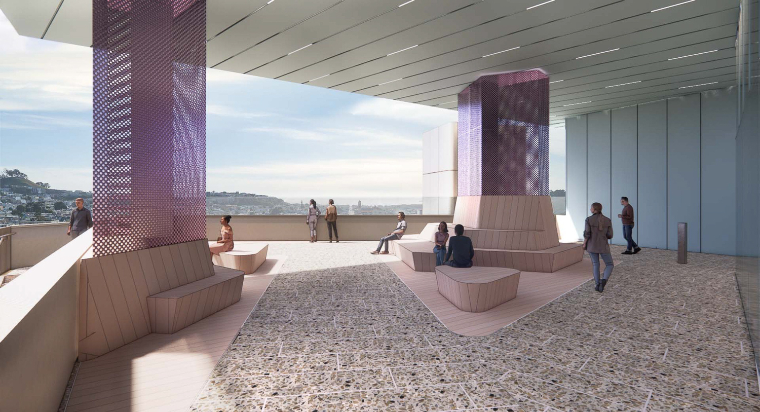 Parnassus Research and Academic Building overlook, rendering by Snøhetta