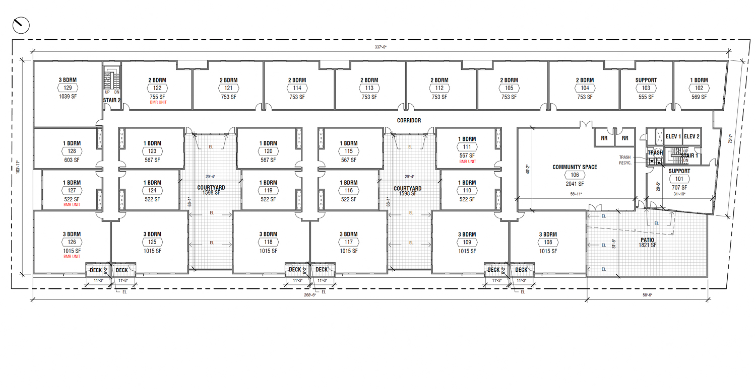 1279 East Julian Street third-level floor plan, illustration by Ten Over Studio