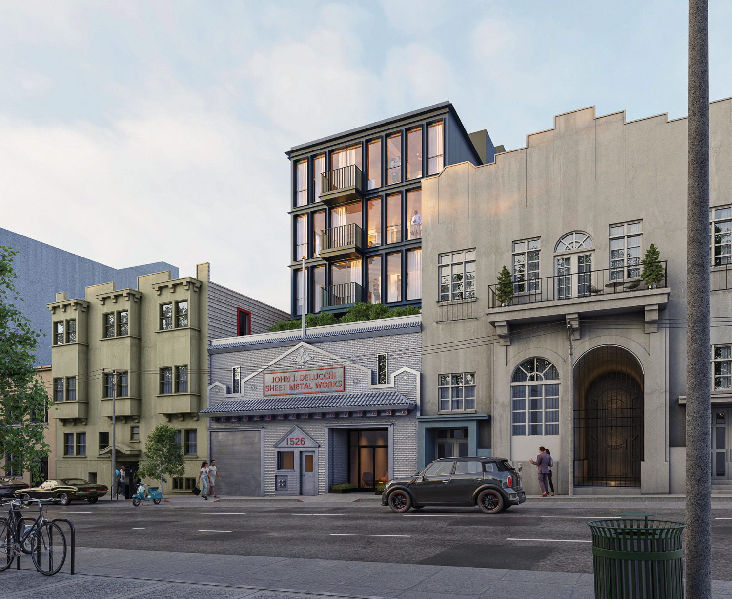 1526 Powell Street pedestrian view, rendering by RG Architecture