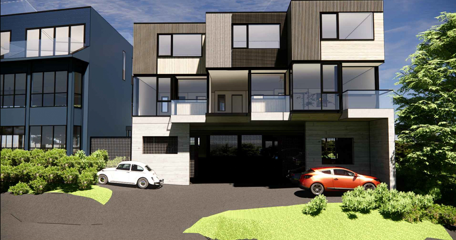20 Sunnyside Avenue garage entrance along Laurelwood Avenue, rendering by Geiszler Architects