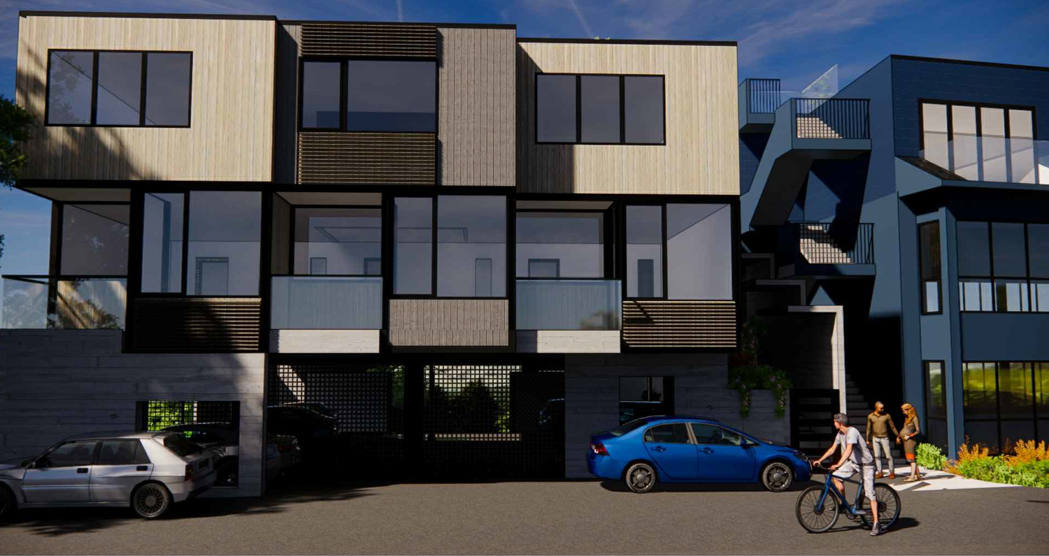 20 Sunnyside Avenue rear lot townhomes, rendering by Geiszler Architects