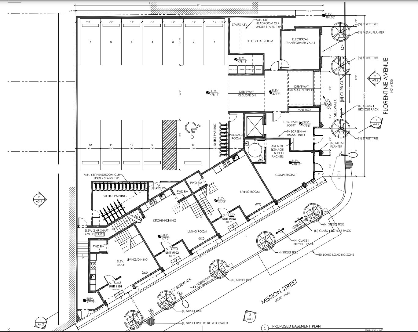 5425 Mission Street Proposed Basement Plan