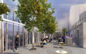 555 Howard Street rooftop POPOS deck, rendering by Steelblue
