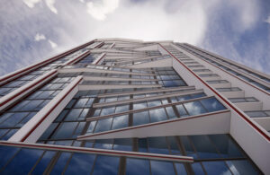 598 Bryant Street facade details seen from the sidewalk looking up, rendering by BDE Architecture