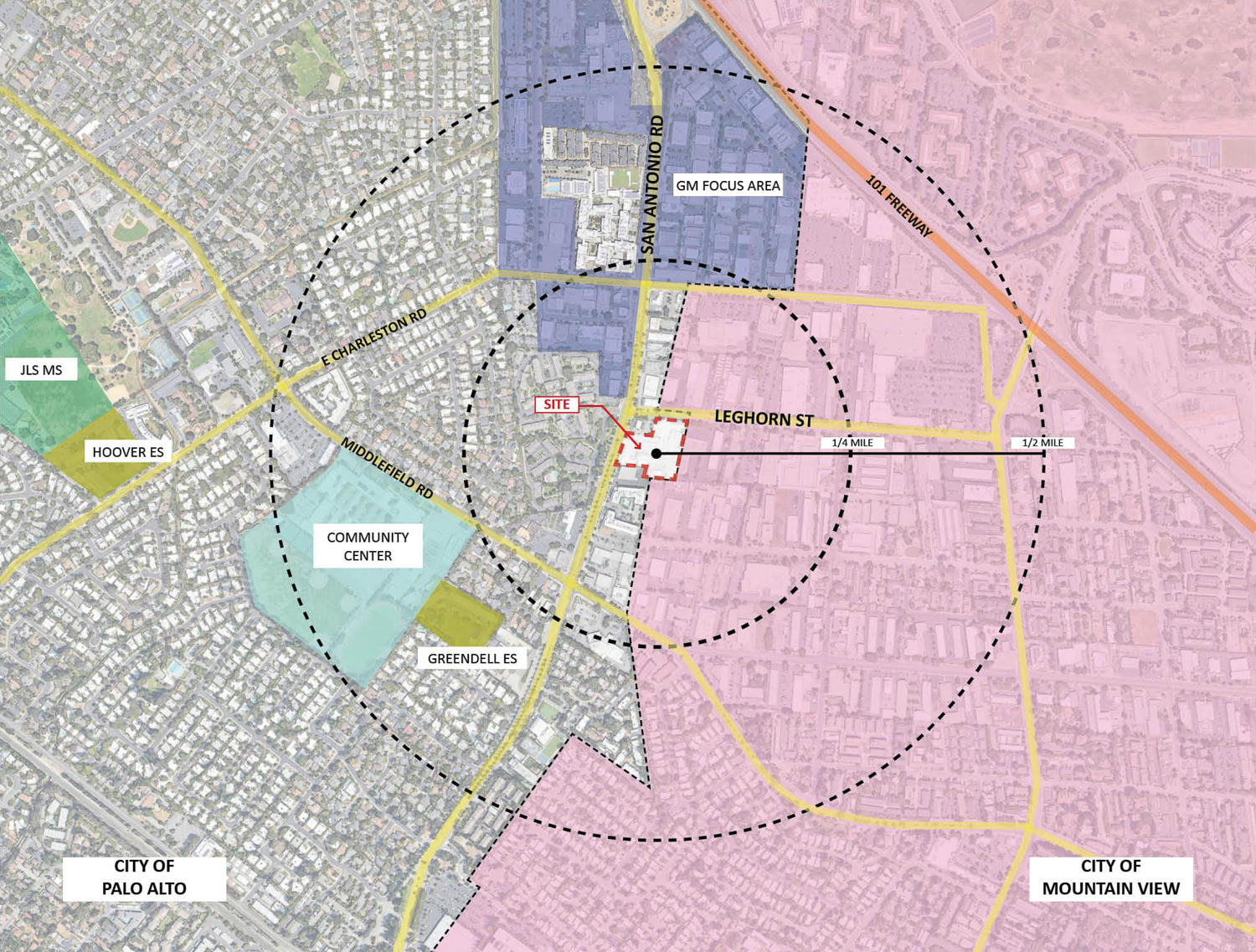 762 San Antonio Road area context map, illustration by Studio T-Square