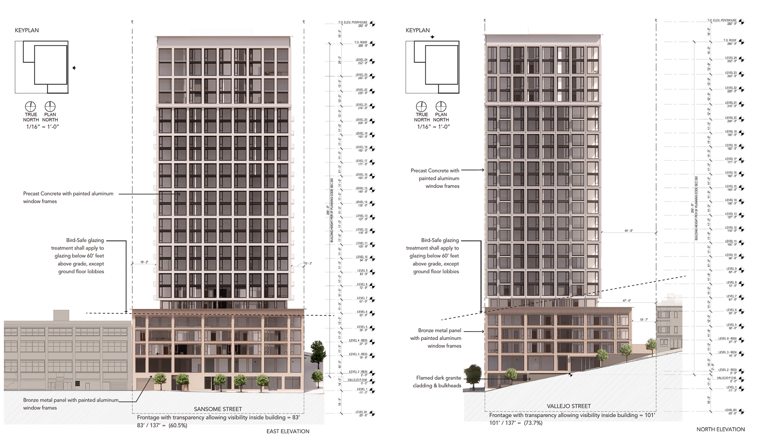 955 Sansome Street vertical elevations, illustration by Handel Architects