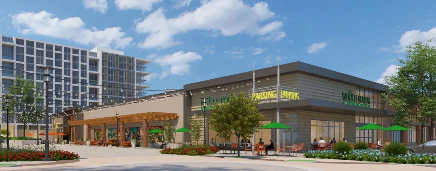 El Paseo Whole Foods box store, rendering by Solomon Cordwell Buenz and Lantz Boggio Architects