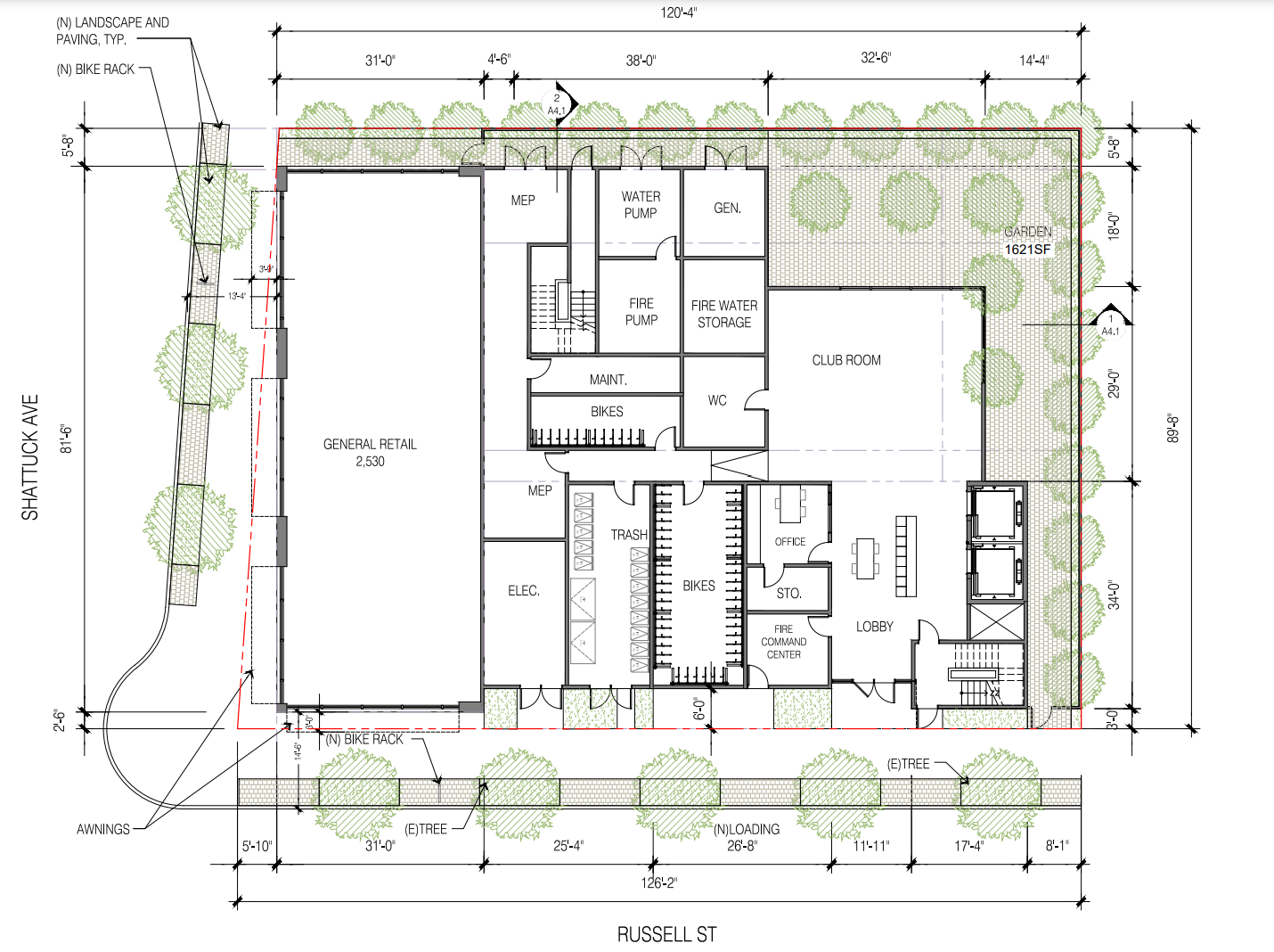 Ground Level Floor Plan at 2847 Shattuck Avenue