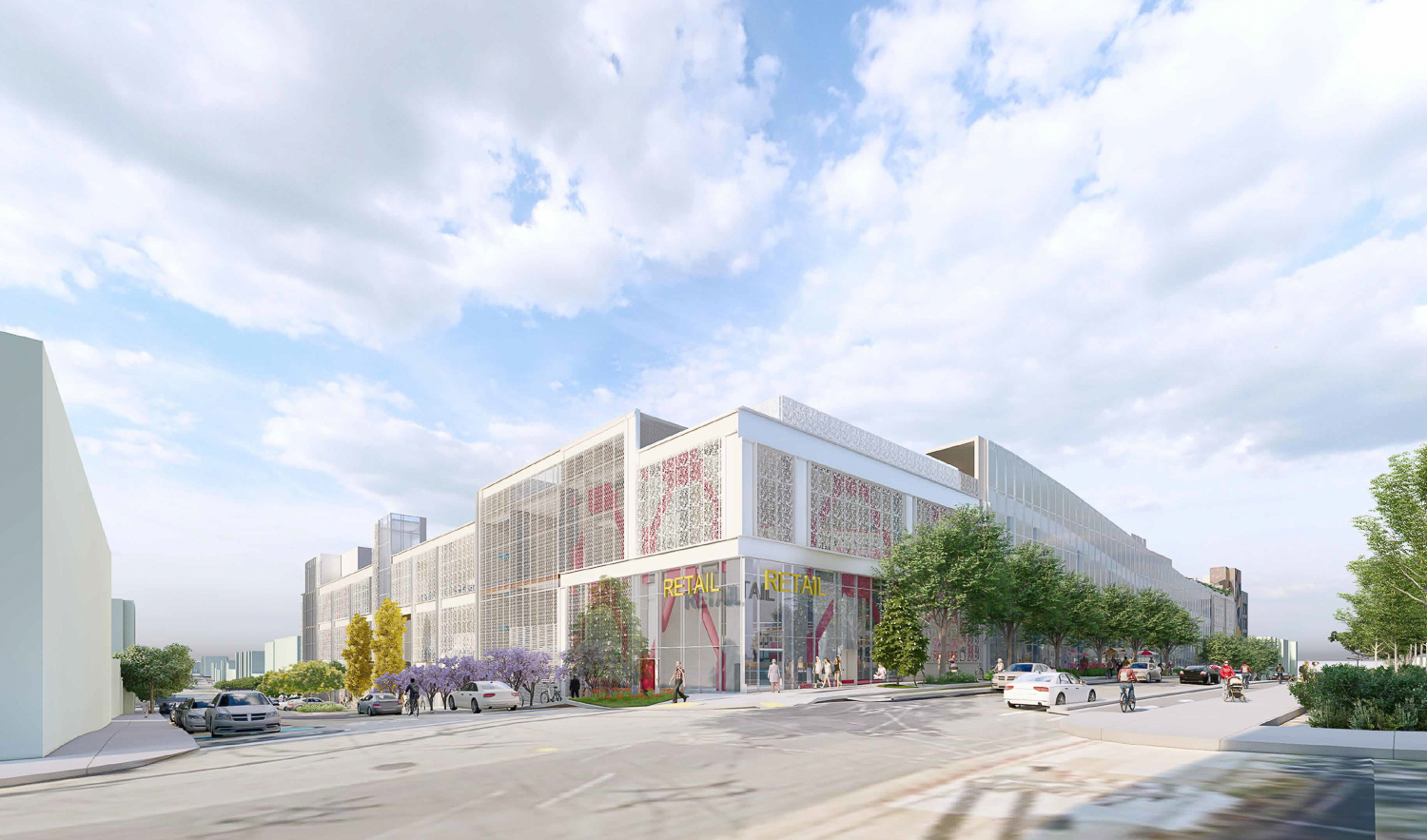 SFMTA Potrero Yard Redevelopment Refined Project Variant view from Hampshire and Mariposa Street, rendering by Arcadis