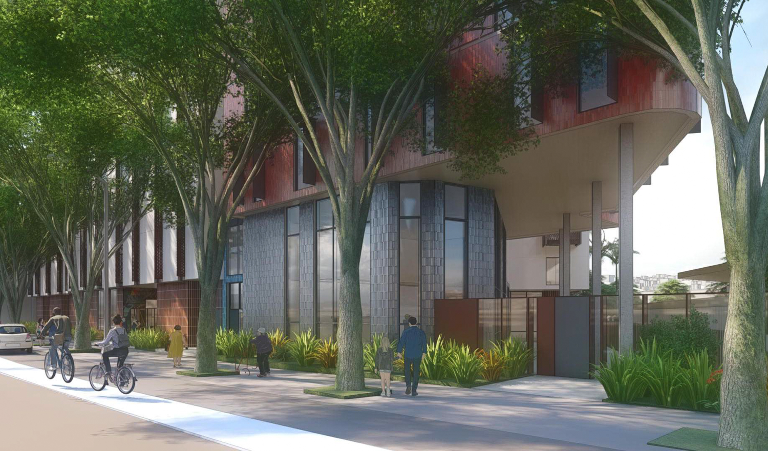 2675 Folsom Street corner view, rendering by David Baker Architects