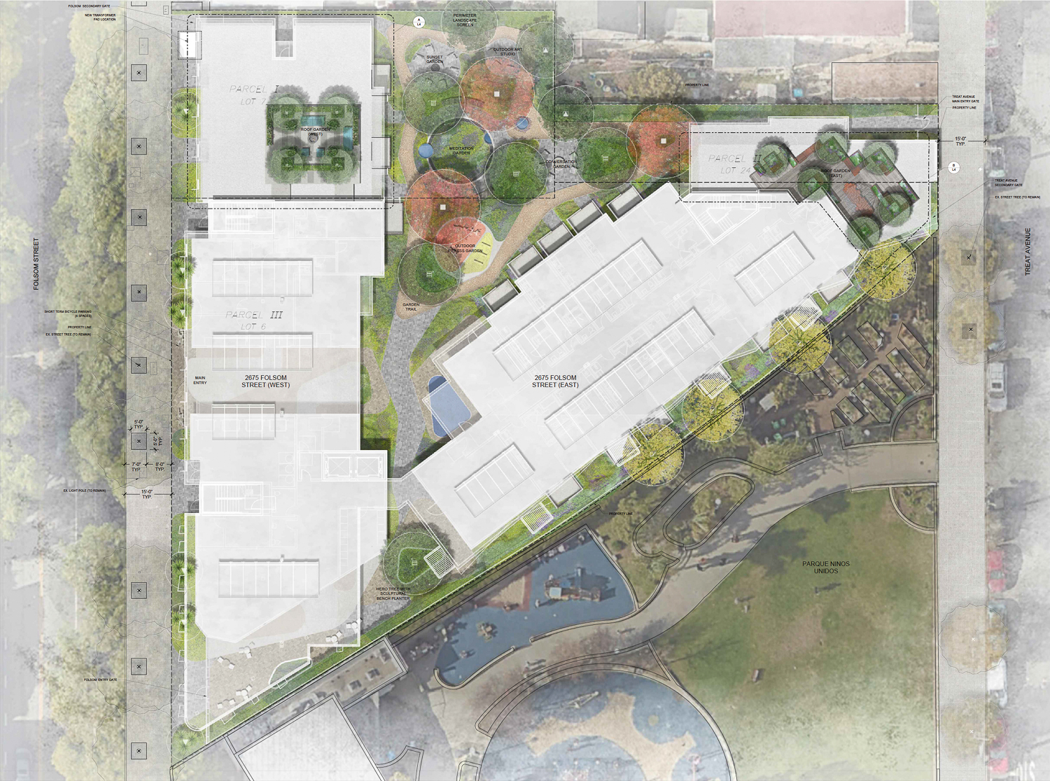 2675 Folsom Street site map, rendering by David Baker Architects