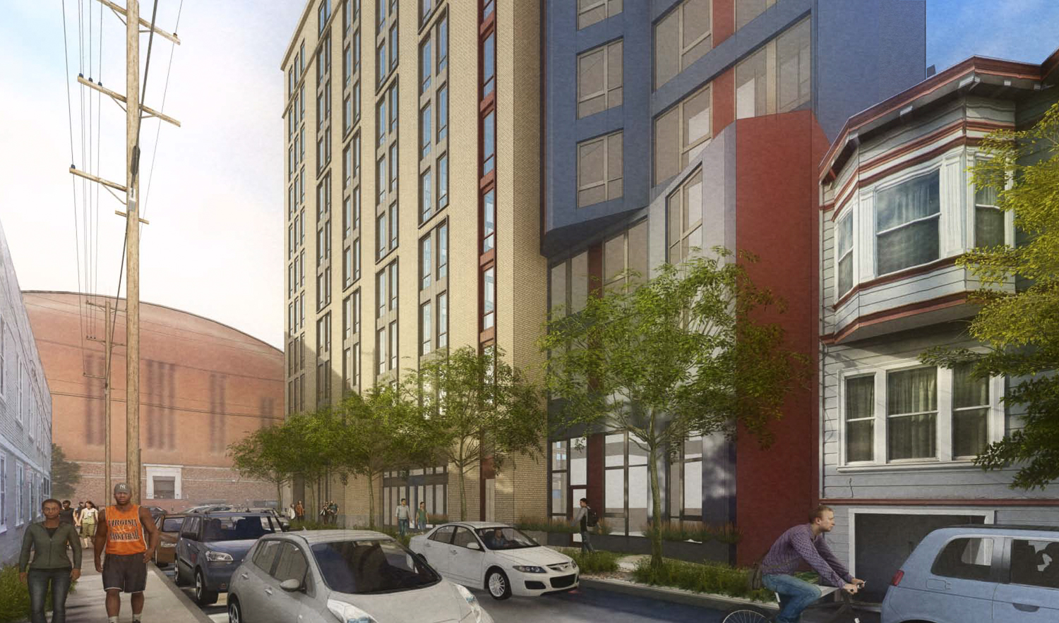 344 14th Street view along Woodward street, rendering by BAR Architects