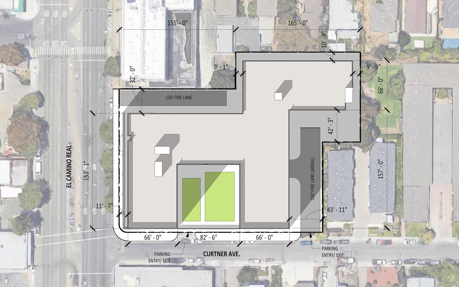 3781 El Camino Real site map, illustration by Lowney Architecture