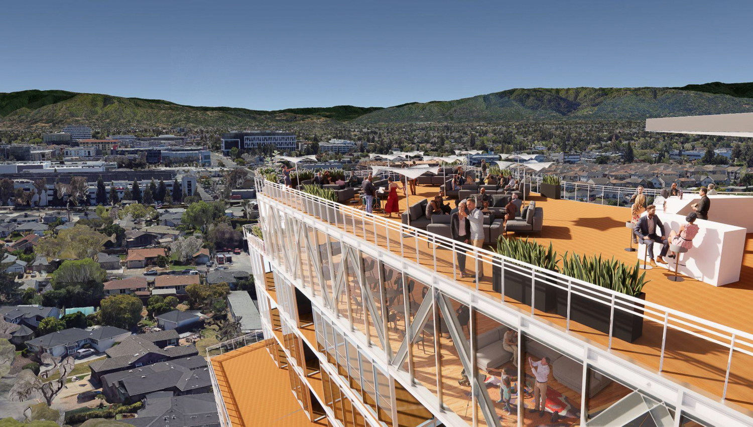 826 North Winchester Boulevard rooftop amenity deck, rendering by VCI Companies