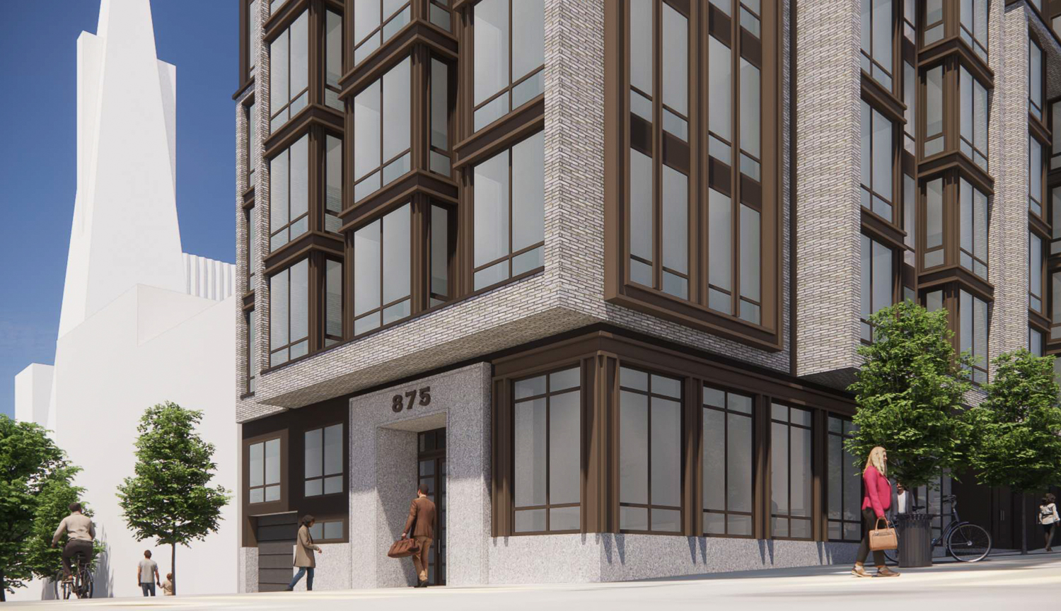 875 Sansome Street 14-story version lobby, rendering by BDE Architecture