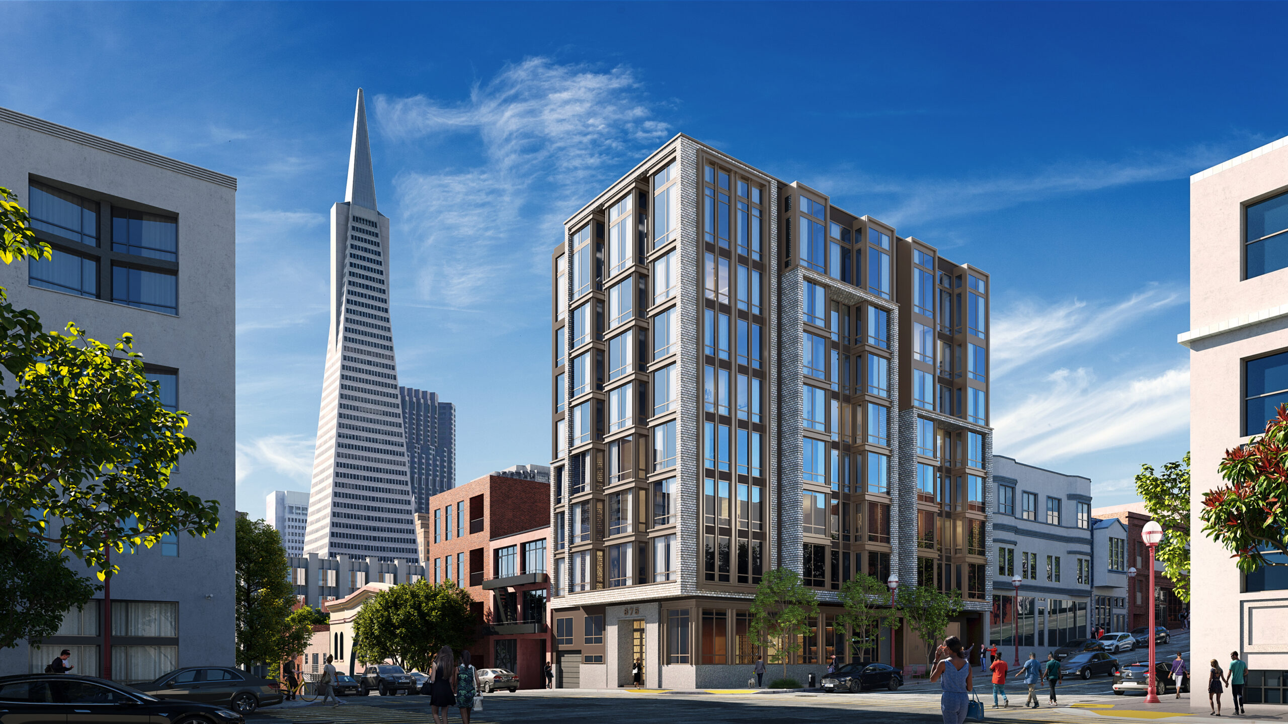 875 Sansome Street low-rise version, rendering by BDE Architecture