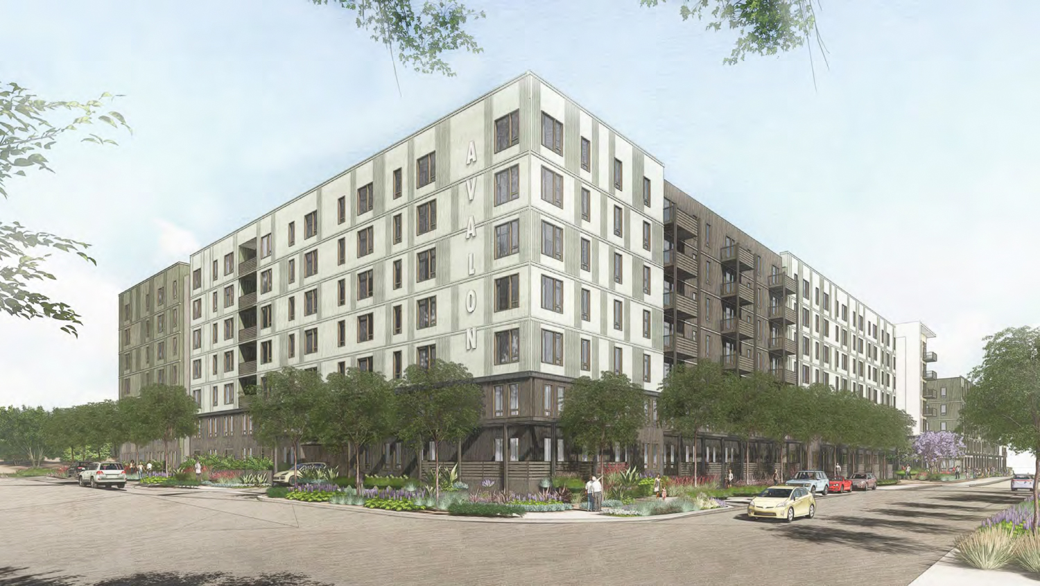 Bishop Ranch 3A seven-story complex northwest view, rendering by BAR Architects