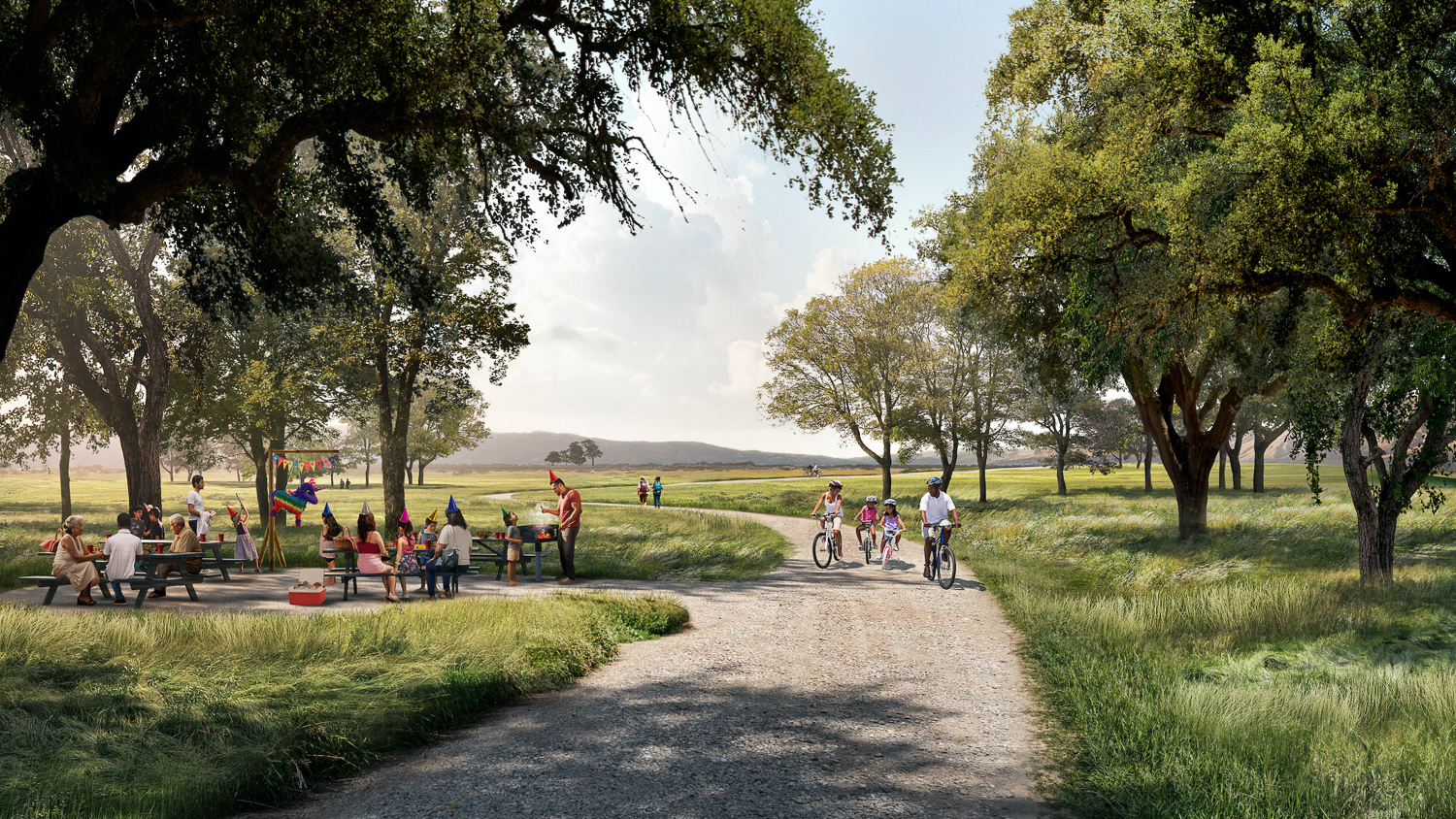 California Forever pedestrian view of a potential park, rendering by SITELAB Urban Studio and CMG