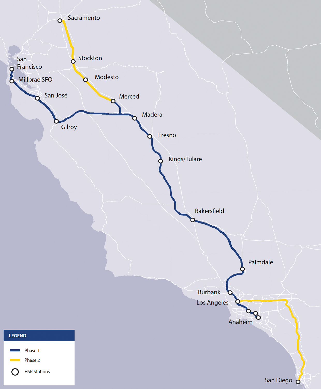 California High-Speed Rail statewide system, illustration by HSR Authority