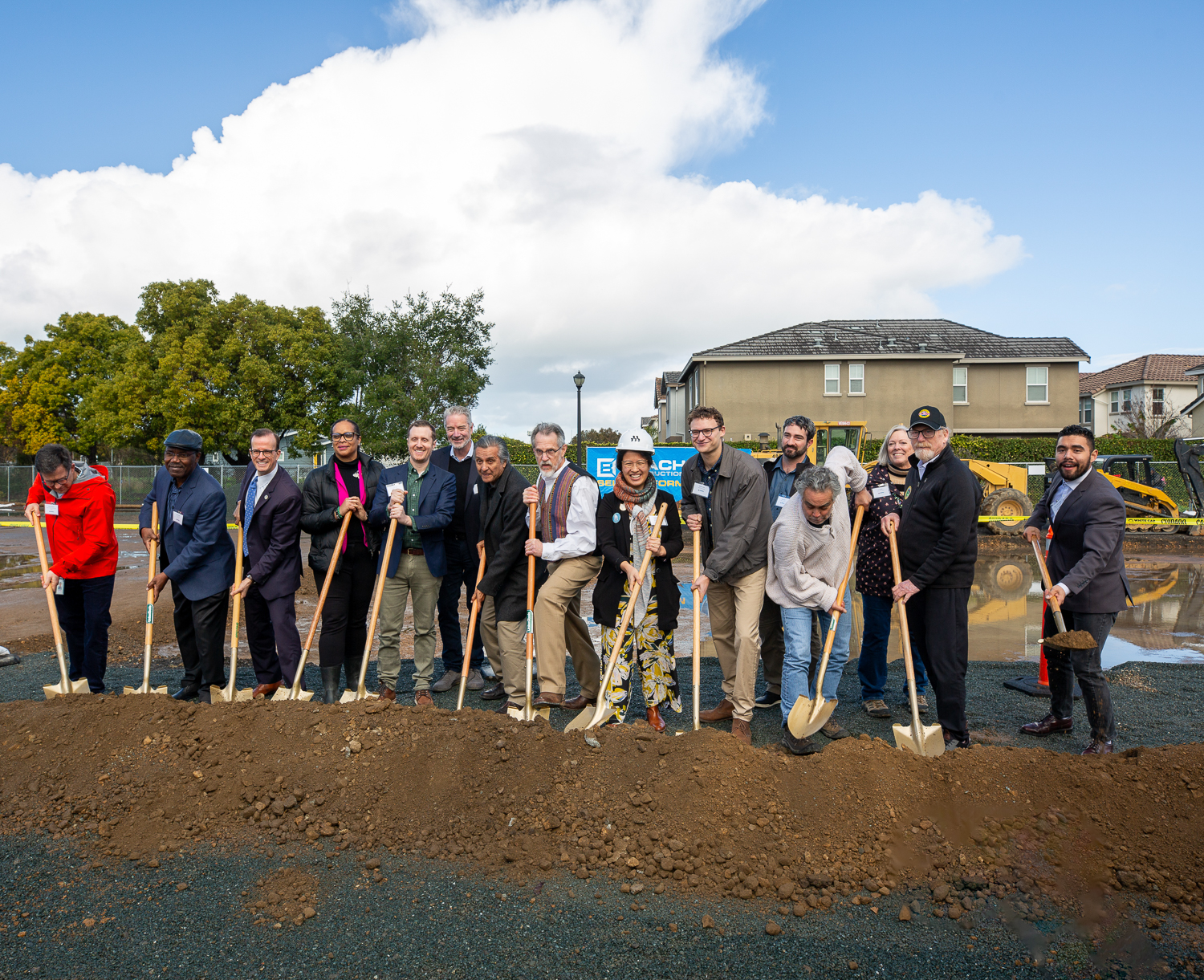 Colibri Commons groundbreaking ceremony with community members, image courtesy MidPen Housing and Blach