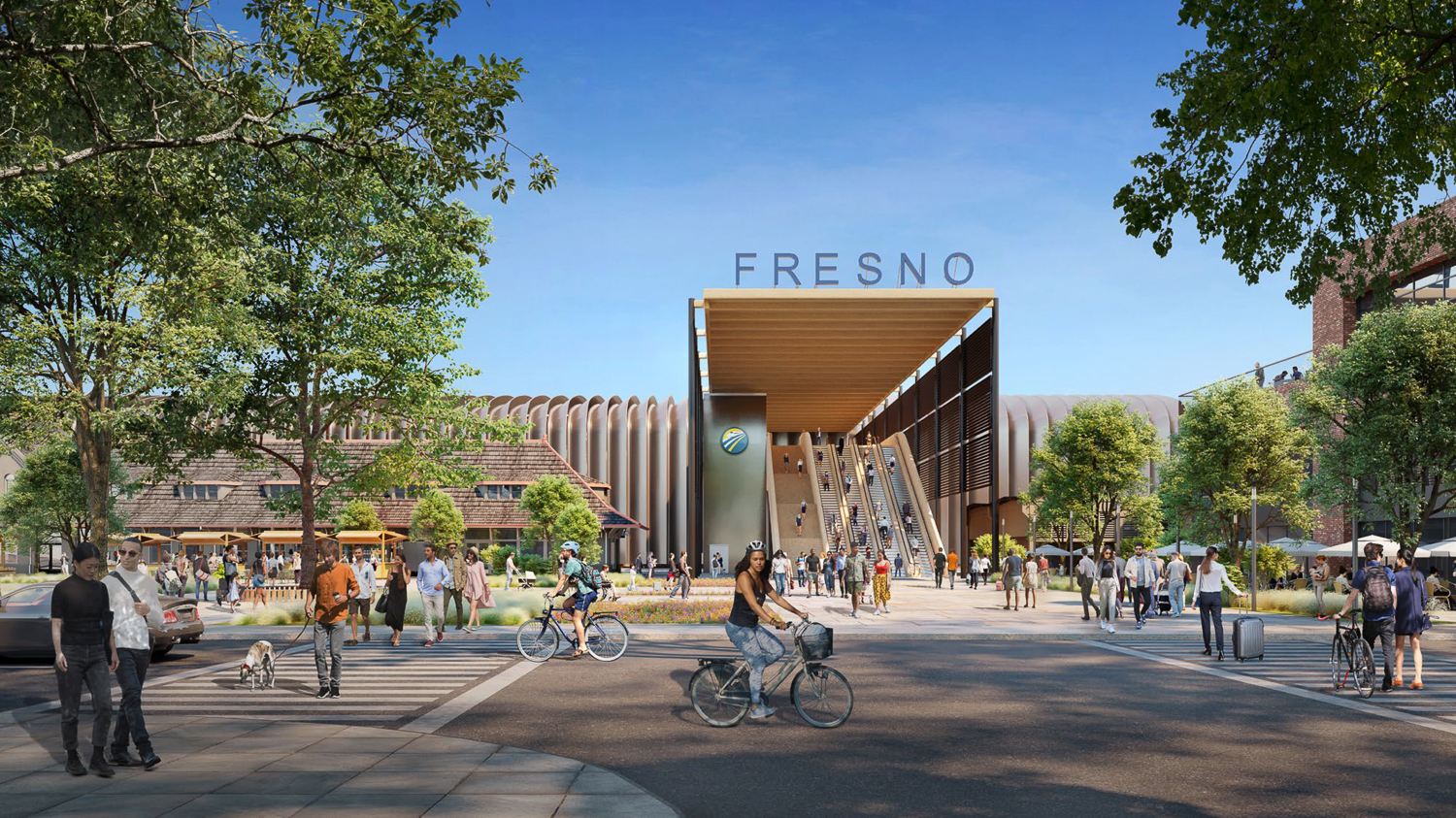 Fresno Station main entrance, rendering by Foster + Partners