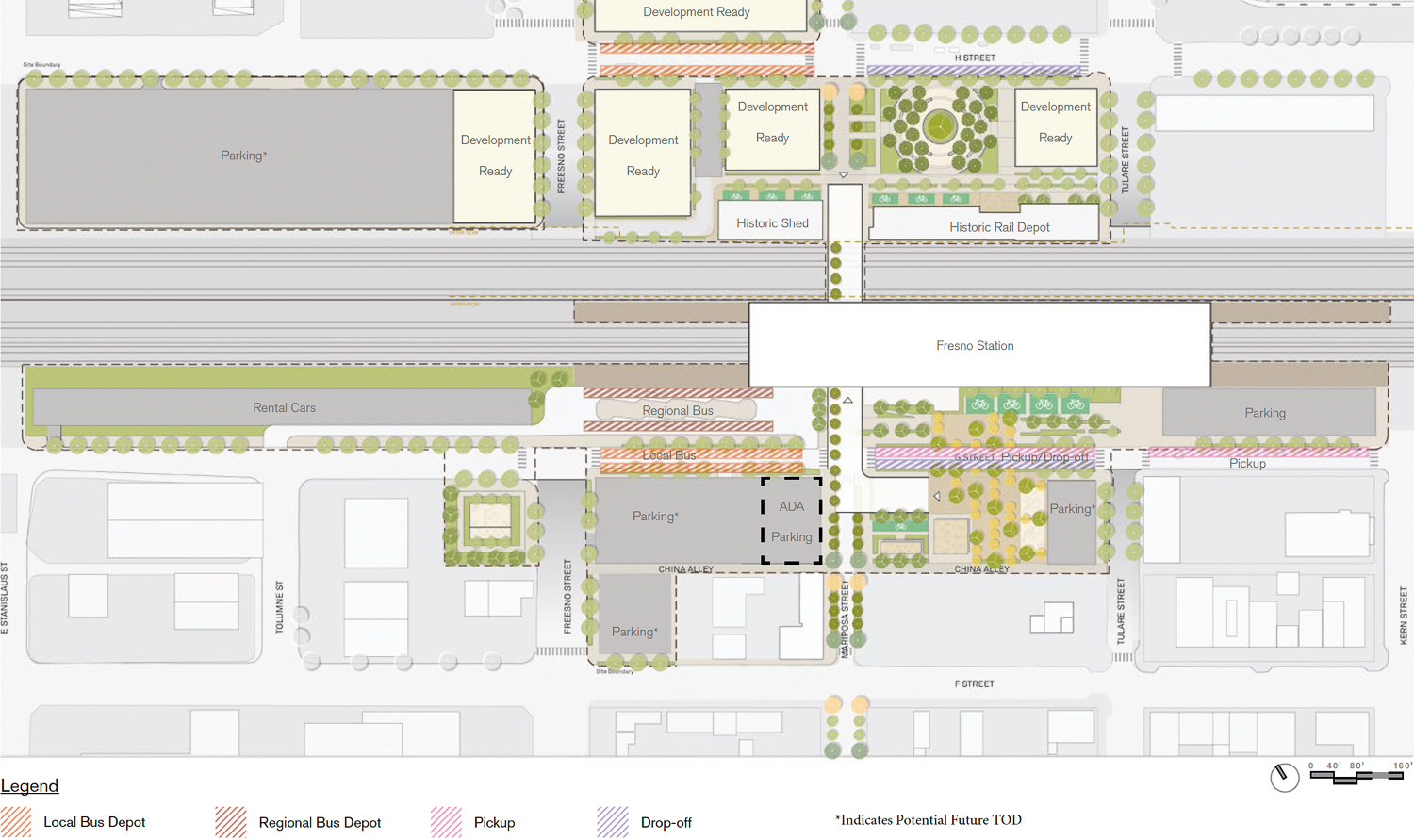 Fresno Station site map, illustration by Foster + Partners