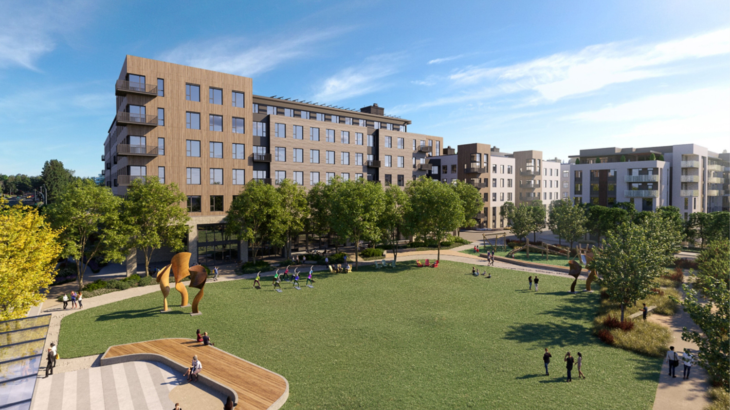 Mayor's Park overlooked by housing, image courtesy Sunset Development