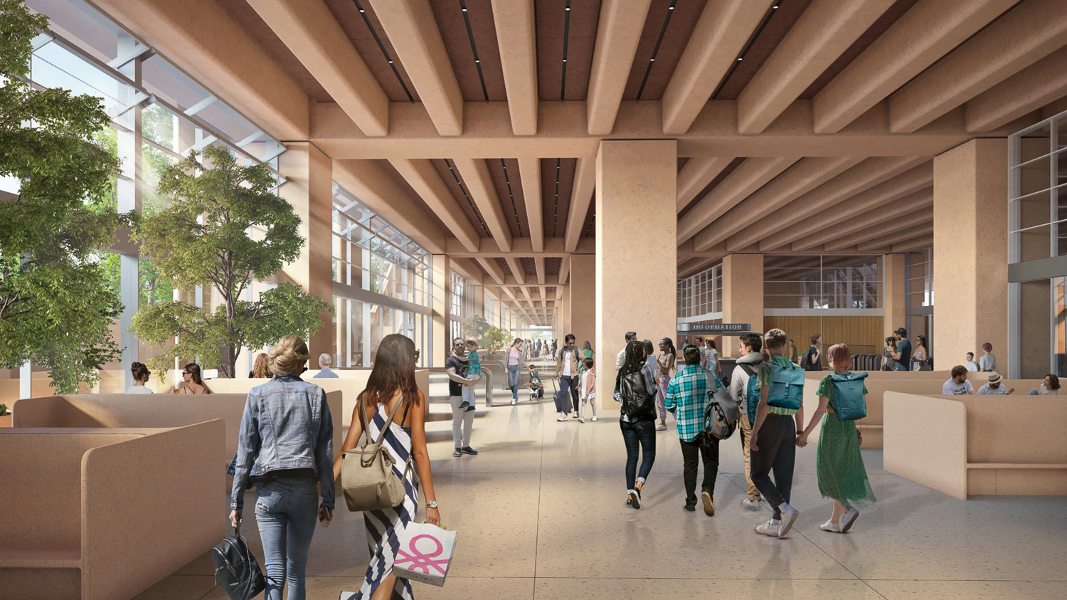 Merced Station concourse, rendering by Foster + Partners