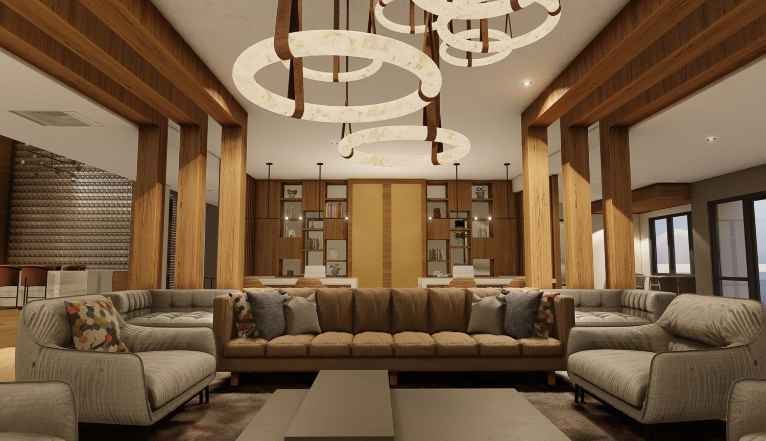 Natomas Fountains interior, rendering by Hines