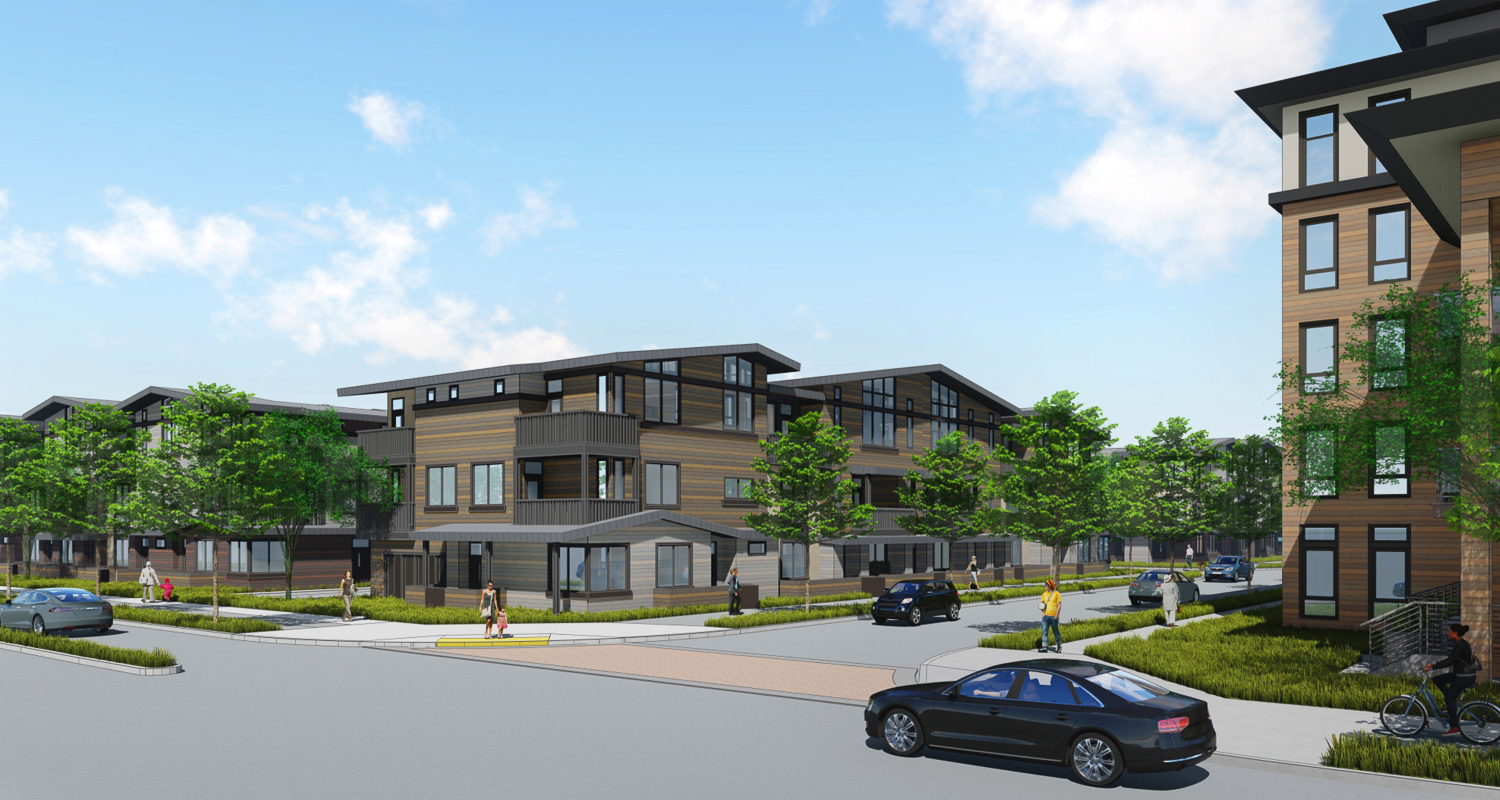 Northgate Town Square townhomes in Residential 2 lot, rendering by Studio T Square