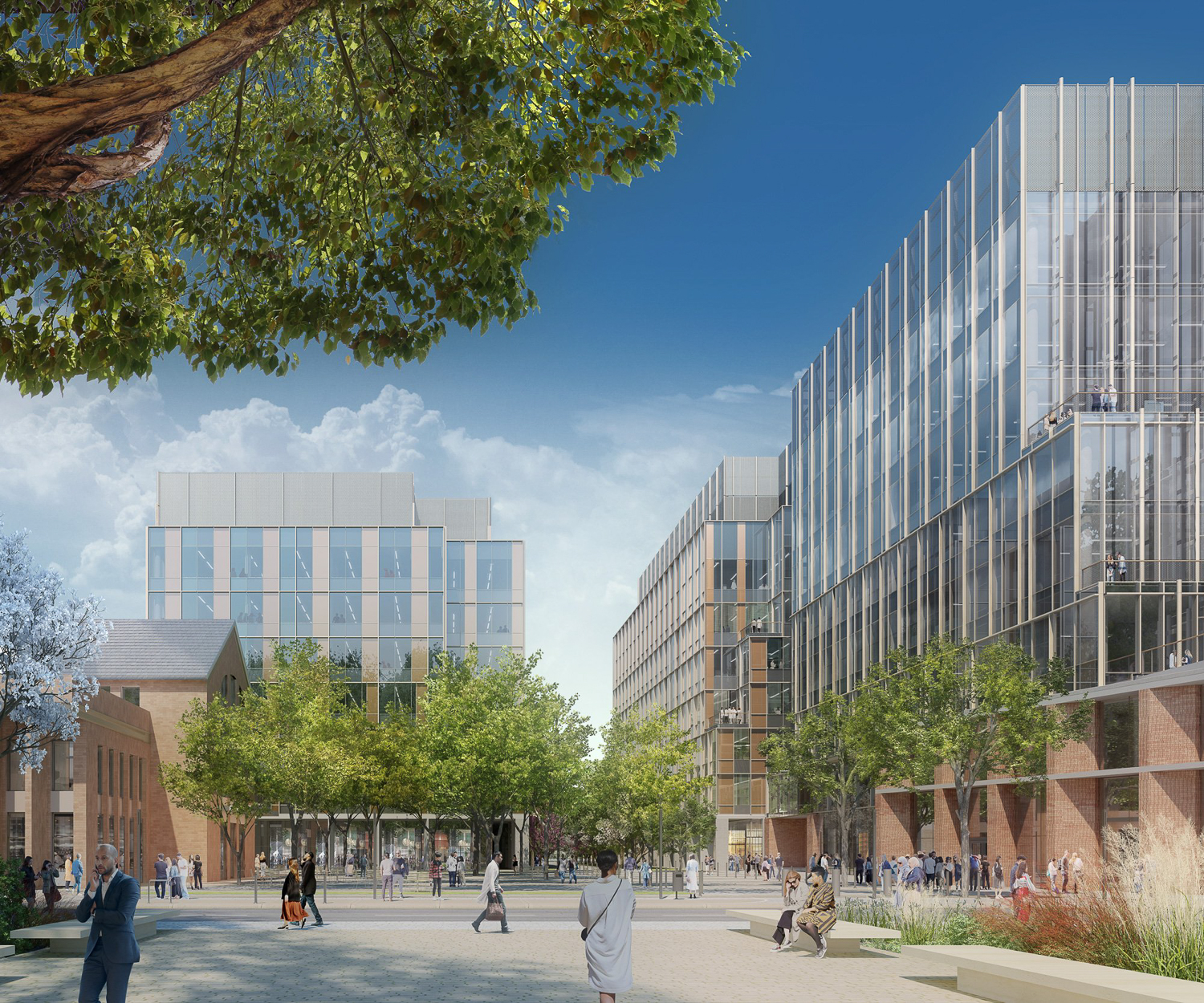 Aggie Square pedestrian view, rendering by ZGF Architects