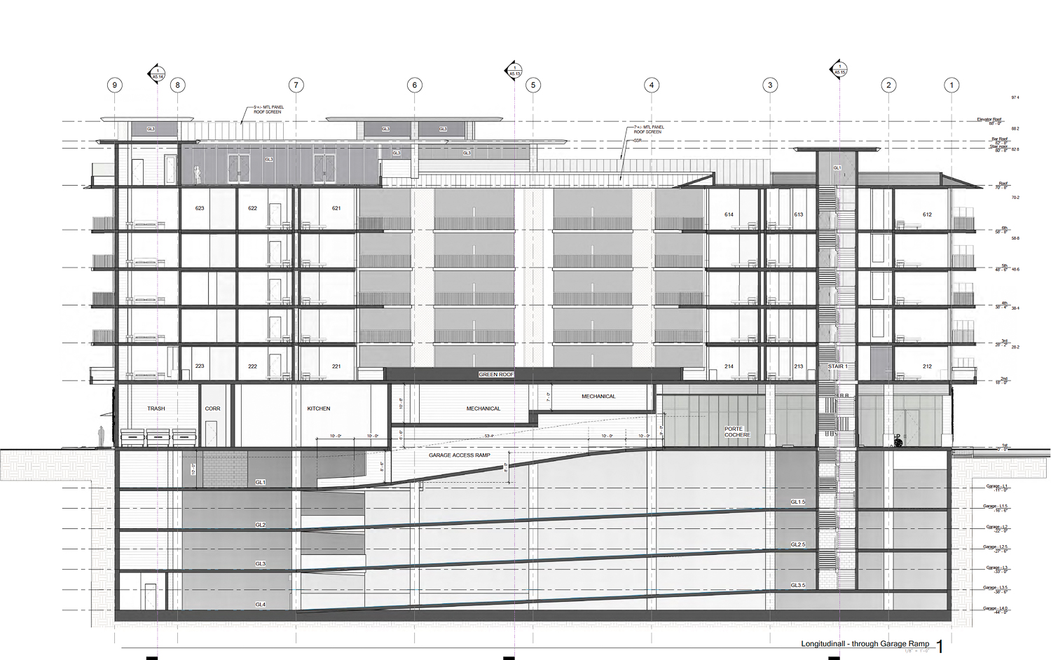 De Anza Hotel vertical cross-section, illustration by Winkleman Designs