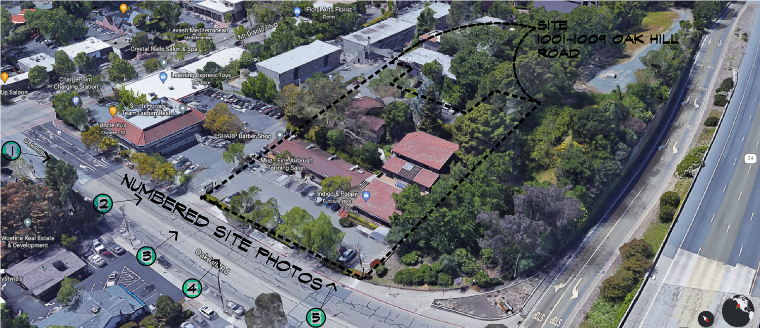 1001 Oak Hill Road site outlined, image via Google Satellite edited by HDO Architects
