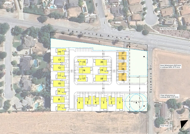 15395 Sycamore Drive site map, illustration by Bassenian Lagoni Architecture + Planning