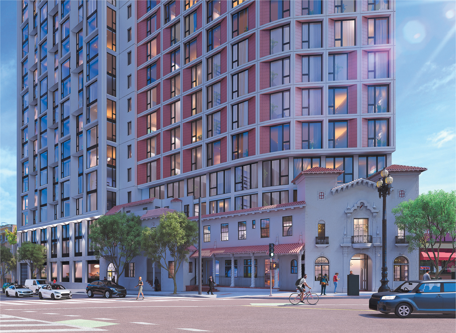 1965 Market Street view from across Market and Duboce, rendering by RG Architecture