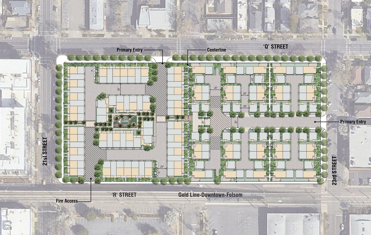 2100 Q Street site map, illustration by TCA Architects