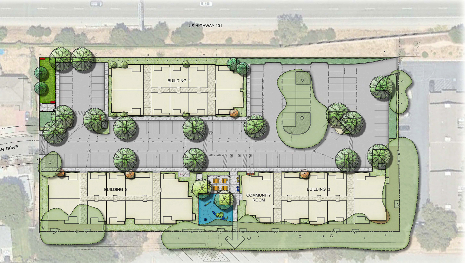 320 Sheridan Drive site map, illustration by SDG Architects