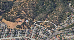 6591 Woodcliff Court site roughly outlined by YIMBY, image by Google Satellite