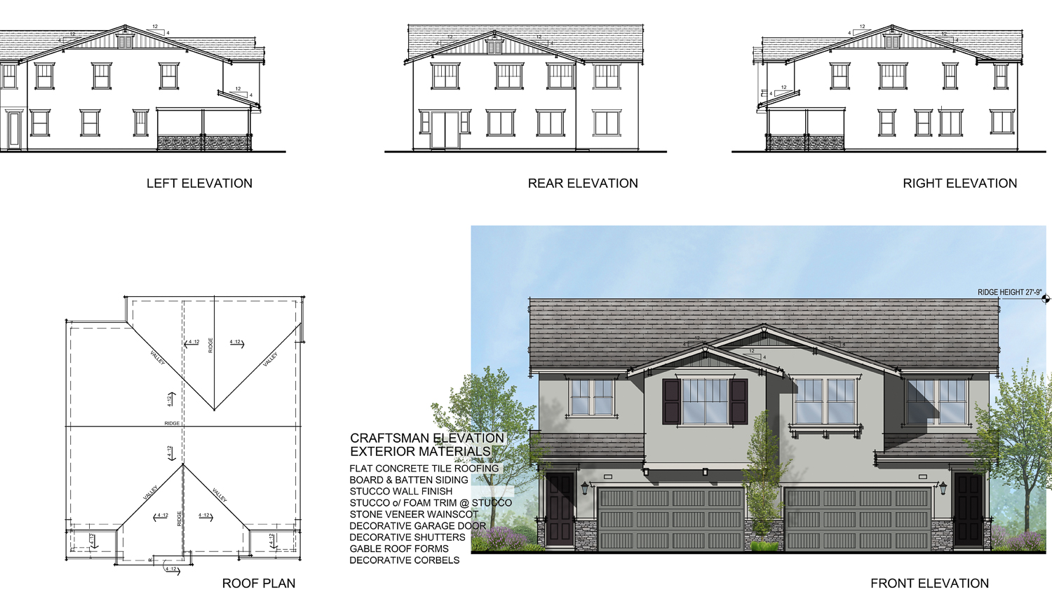 1245 Diana Avenue craftsman-style duet, illustration by SDG Architects