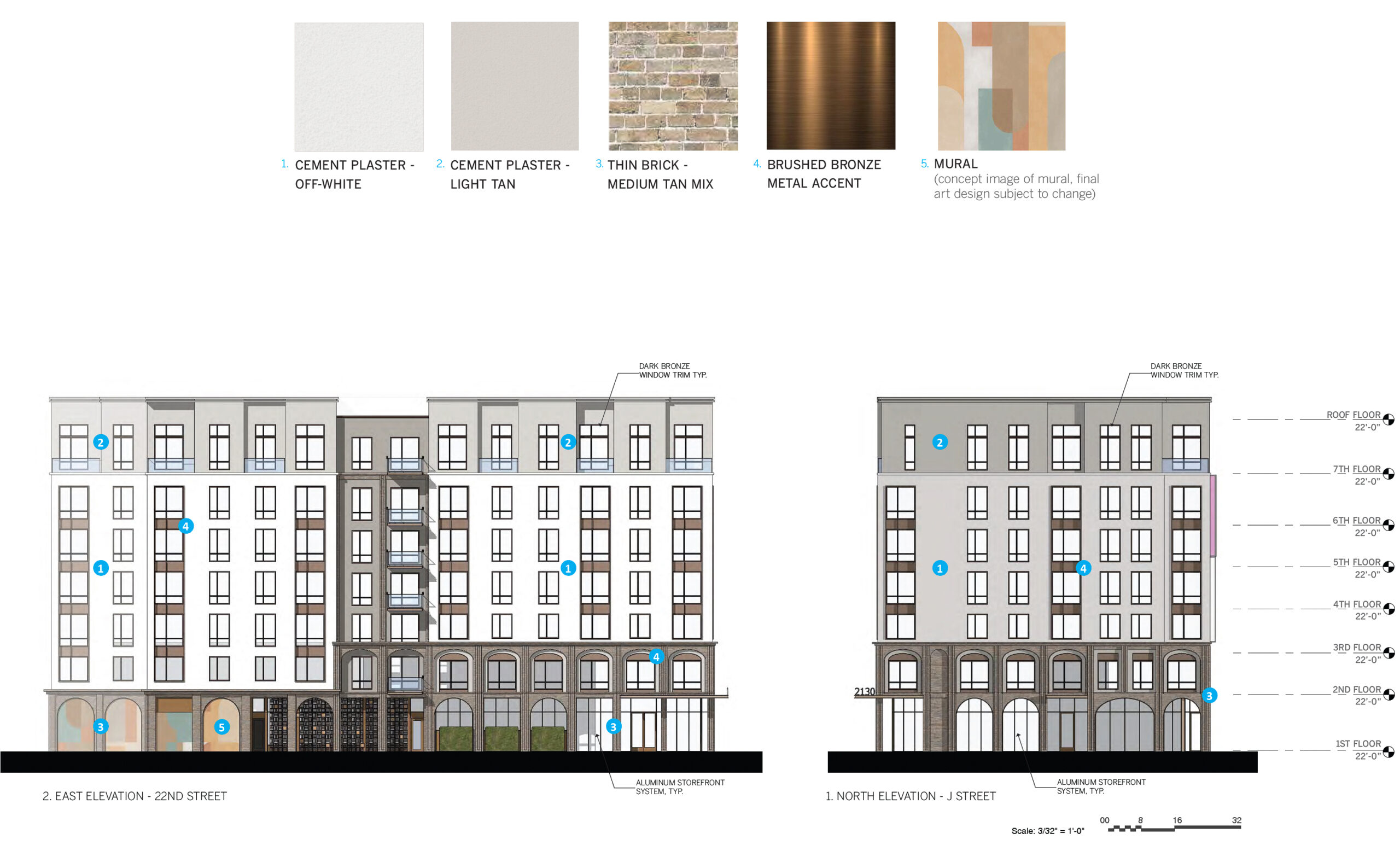 2130 J Street facade elevations, illustration by LPAS Architecture + Design