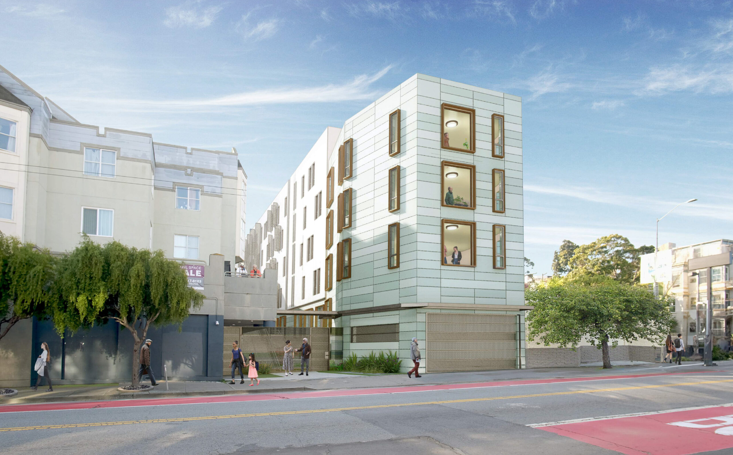 3333 Mission Street establishing view, rendering by BAR Architects