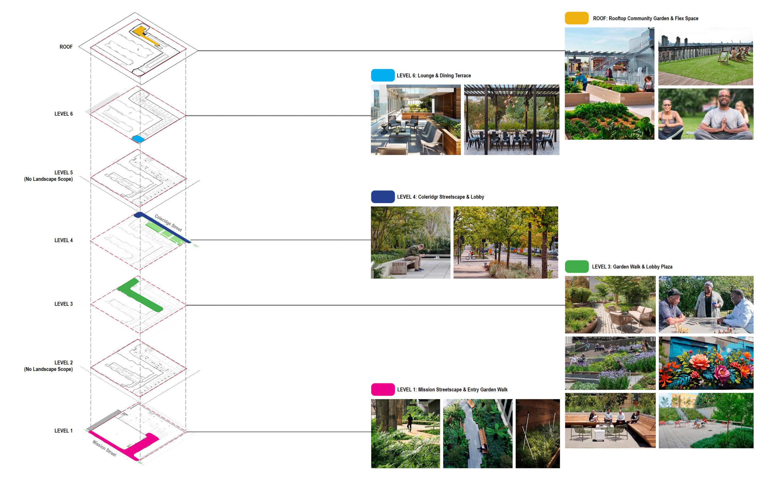 3333 Mission Street landscaping scheme, illustration by Plural Studio