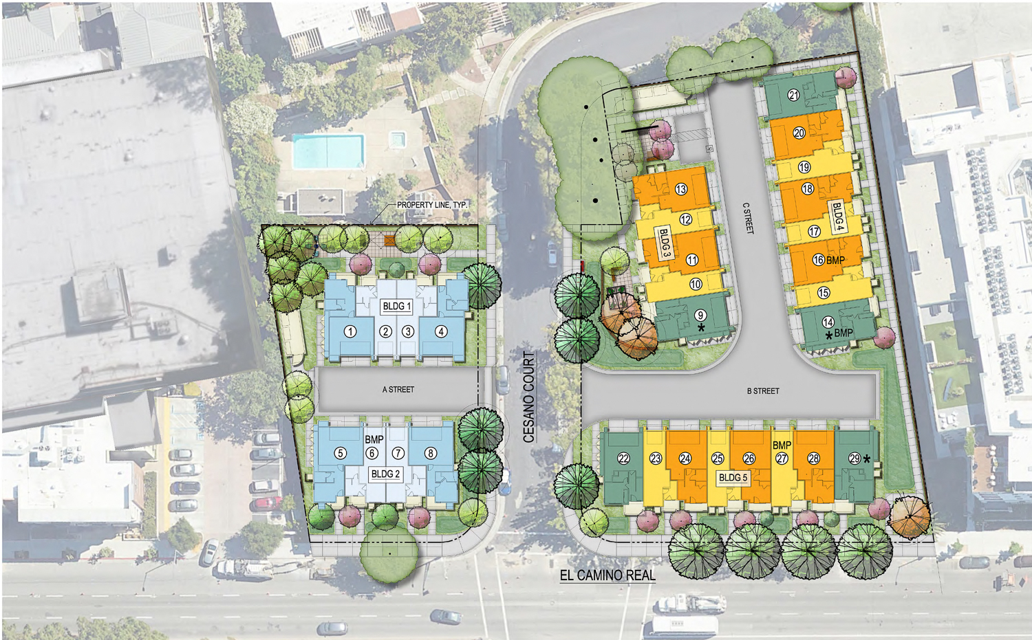 4345 El Camino Real site map, illustration by SDG Architects