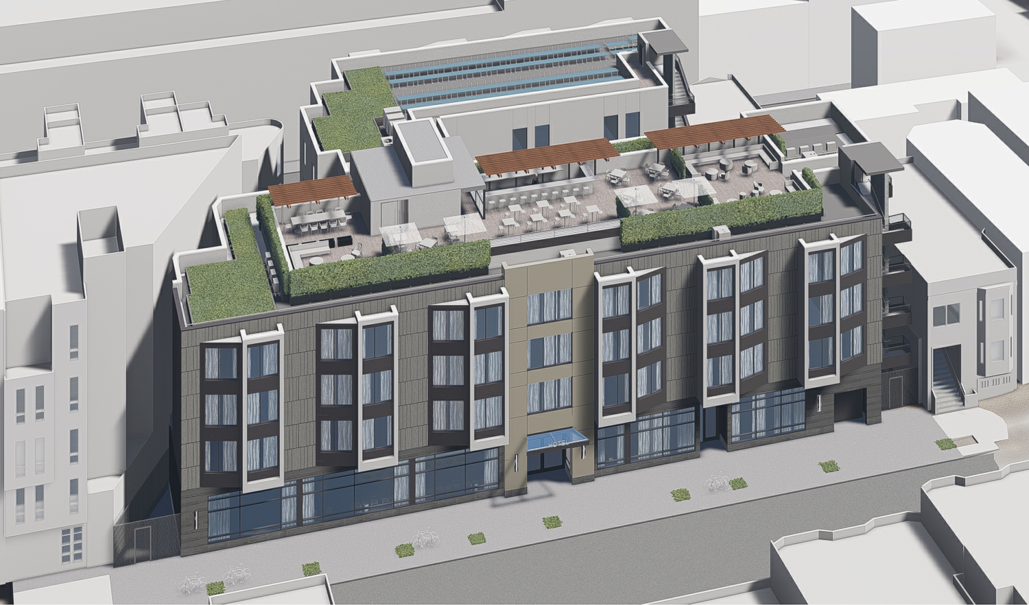 465 Grove Street aerial view, rendering by Stanton Architecture